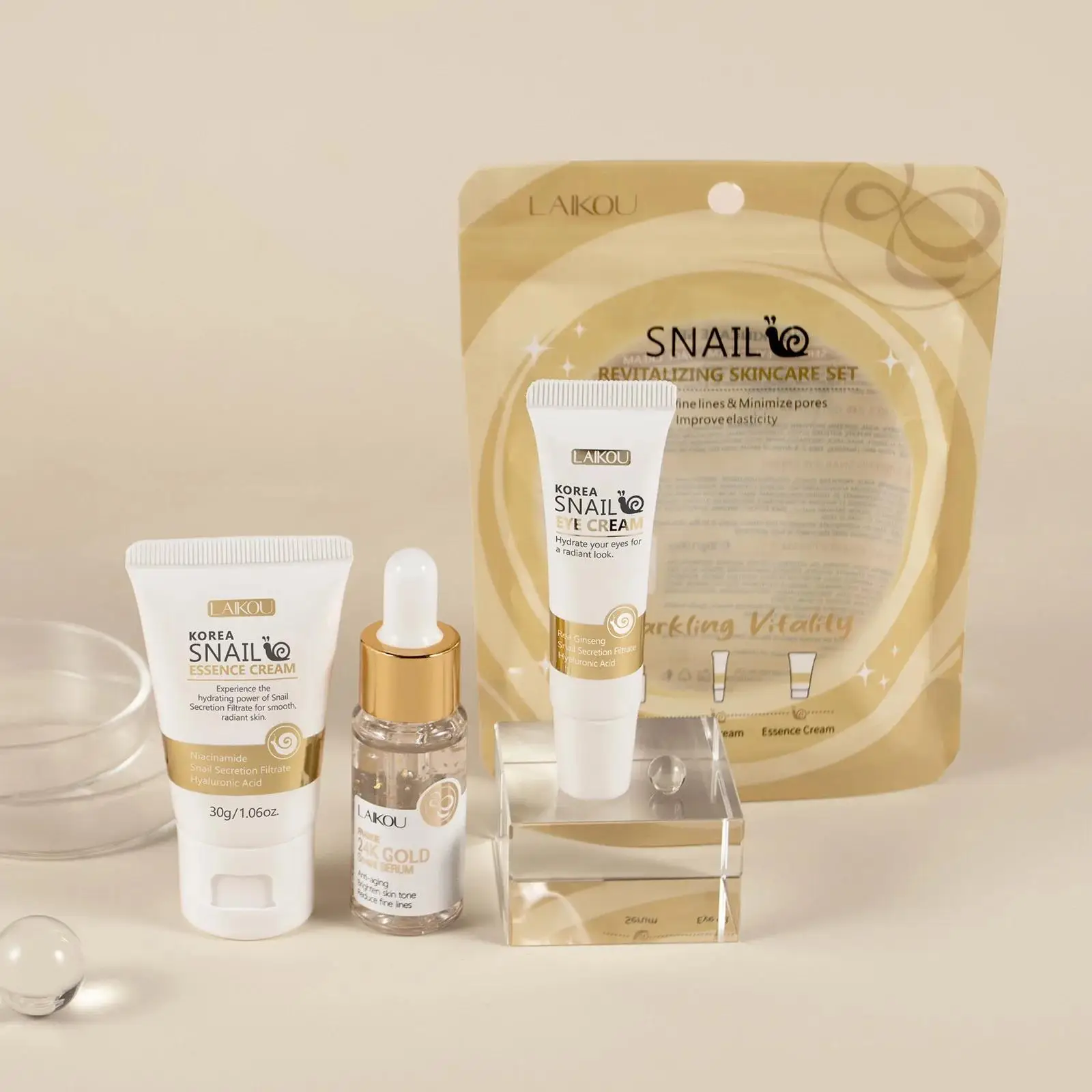 Luxury Skincare Lines - 24K Gold Snail Repair Serum Eye