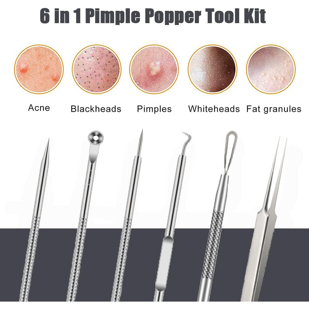 6PCS Pimple Removal Tool Black - Luxury Skincare Acne review and price